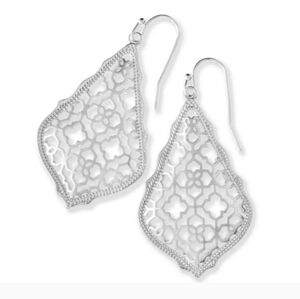 Kendra Scott "Addie" Filigree Drop Earrings in Silver Over Rhodium